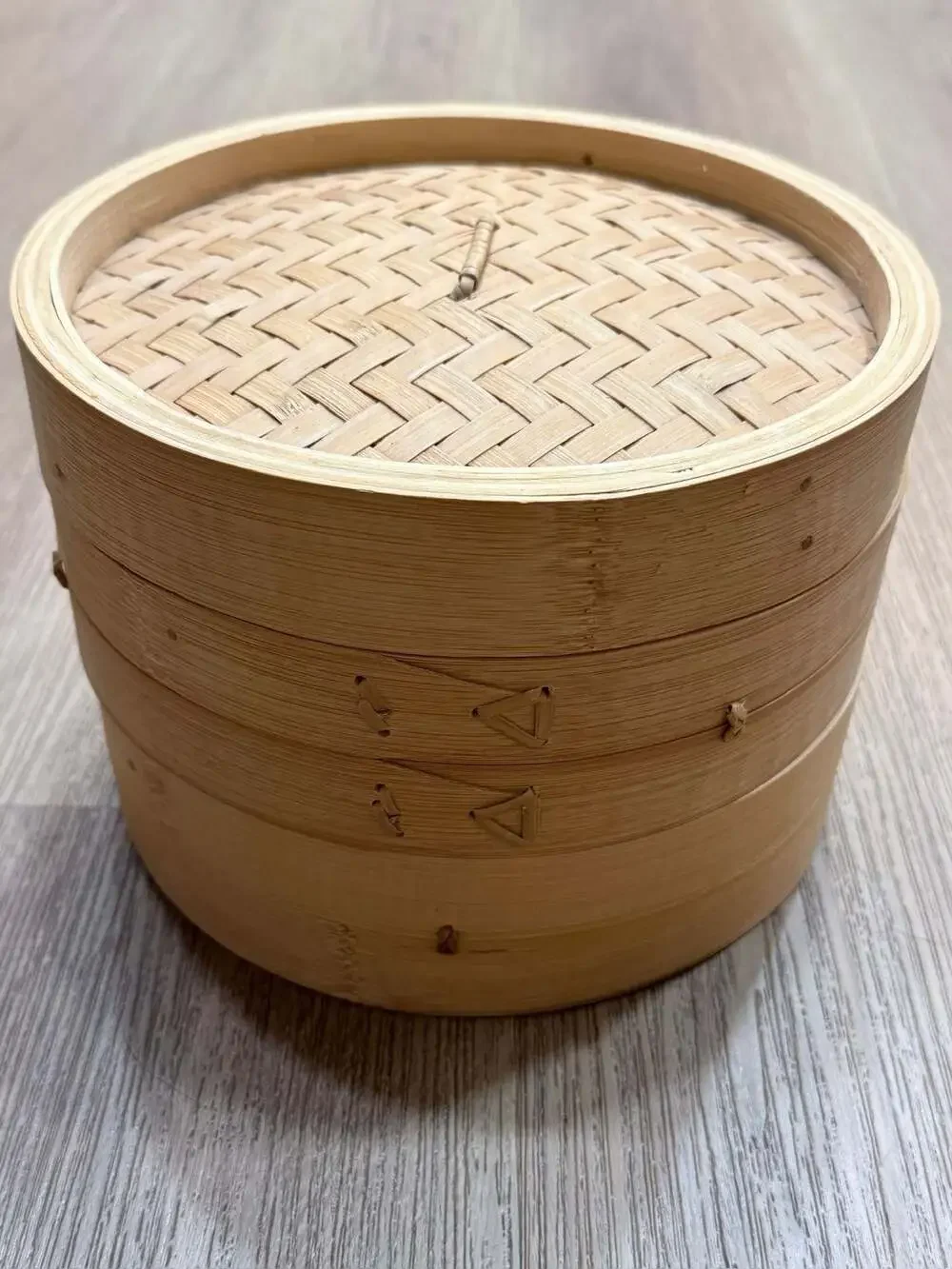 2-Tier Traditional Handmade Bamboo Steamer Basket with Lid